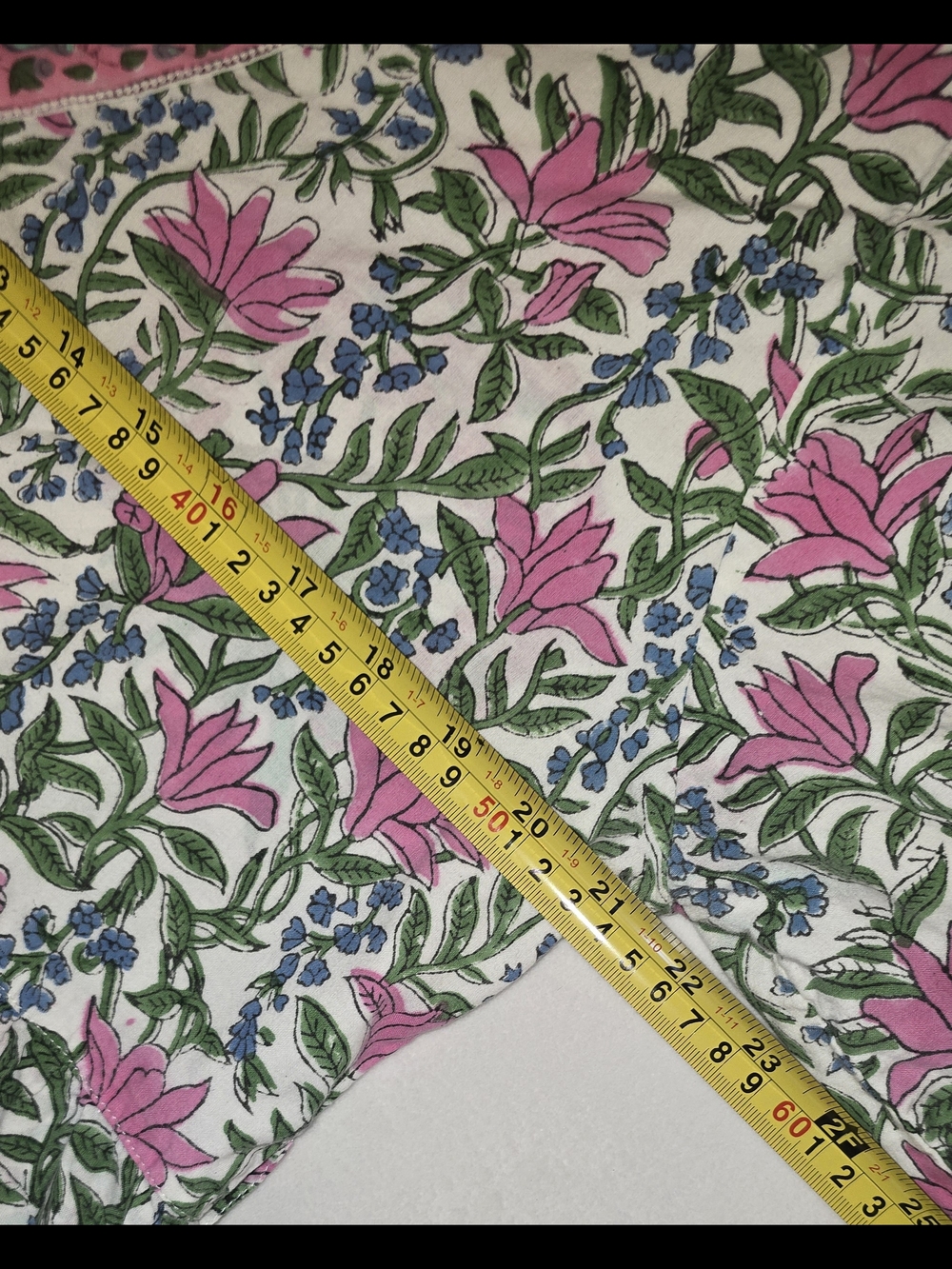 ​Sue Sartor Hand Block Print Flounce Dress Floral Palm Beach - Picture 4 of 6